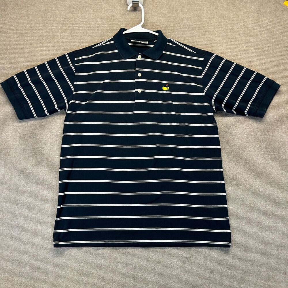 Augusta National Golf Shop Polo Shirt Men Medium Striped Faded Black y2k Masters